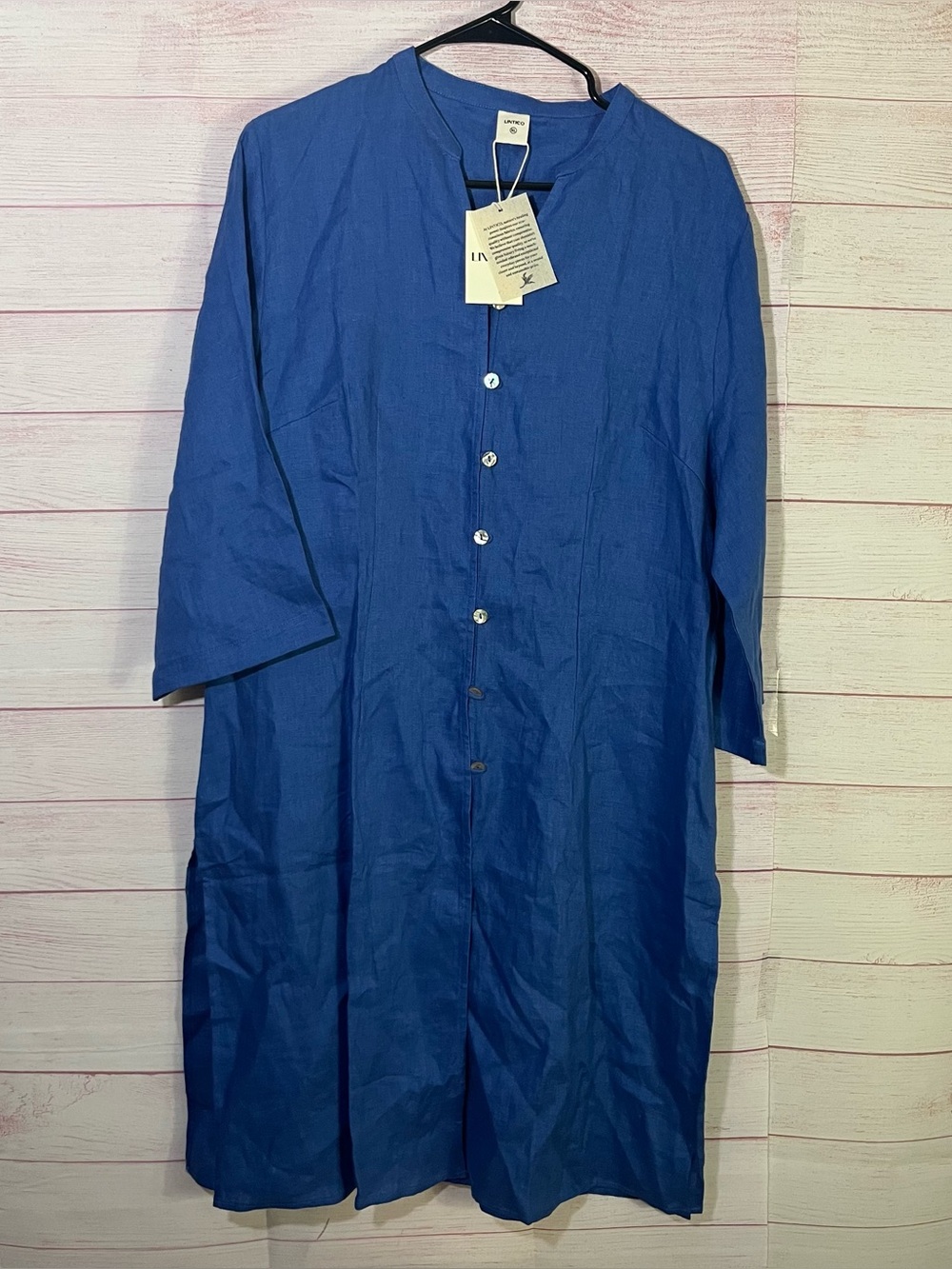 Lintico Dillon 100% Linen Hand Button Long Top‎ Size XL
